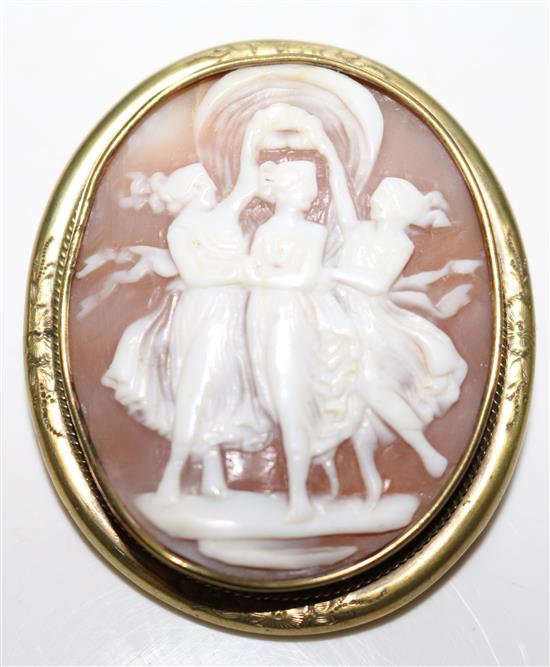 Neopolitan carved cameo brooch(-)